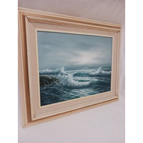 Ocean Waves Oil Painting 17x21 Framed Signed Original Canvas Sea by W. DAWSON - Picture 8 of 16
